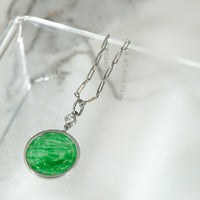 Jade & Diamond Platinum Art Deco Pendant