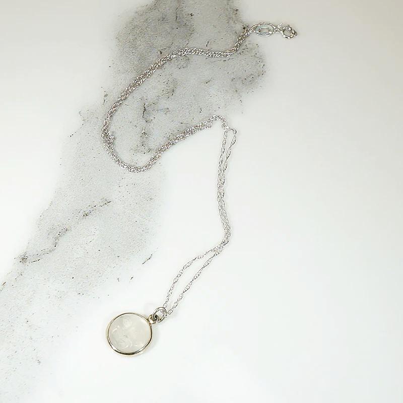 Serene Man in the Moon Moonstone Pendant
