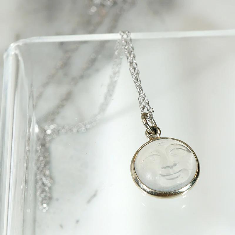 Serene Man in the Moon Moonstone Pendant