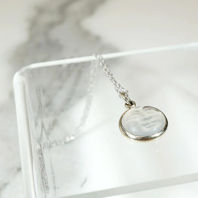 Serene Man in the Moon Moonstone Pendant