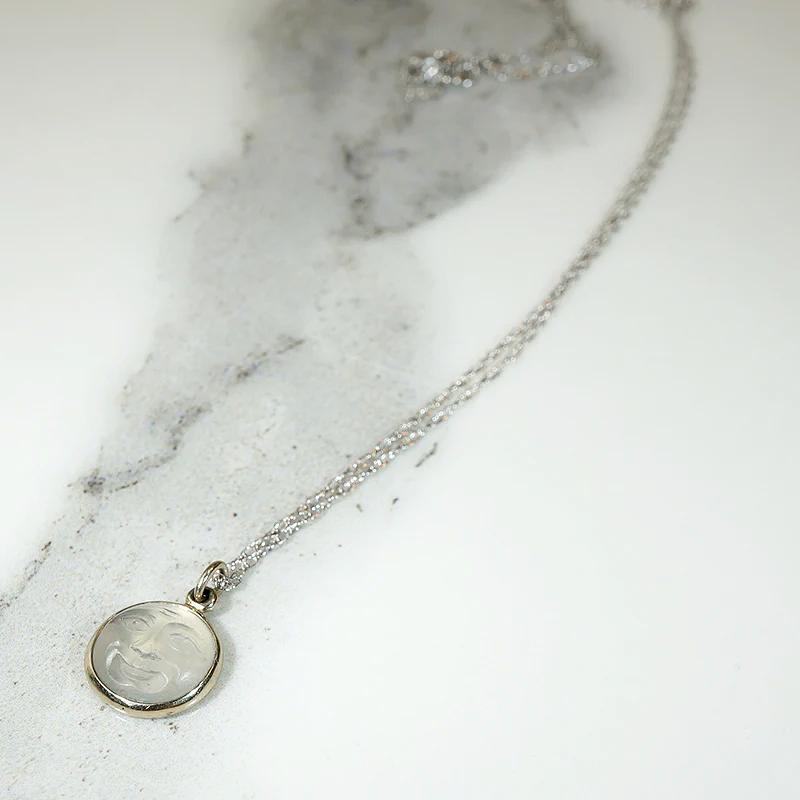 Serene Man in the Moon Moonstone Pendant