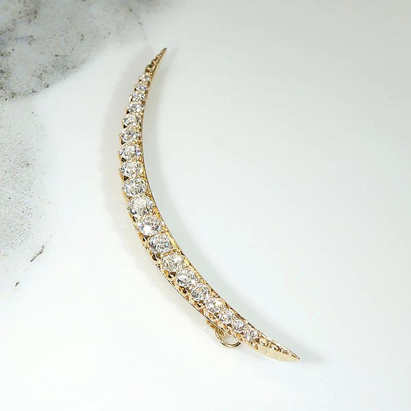 Dazzling Antique Diamond Crescent Moon Pendant
