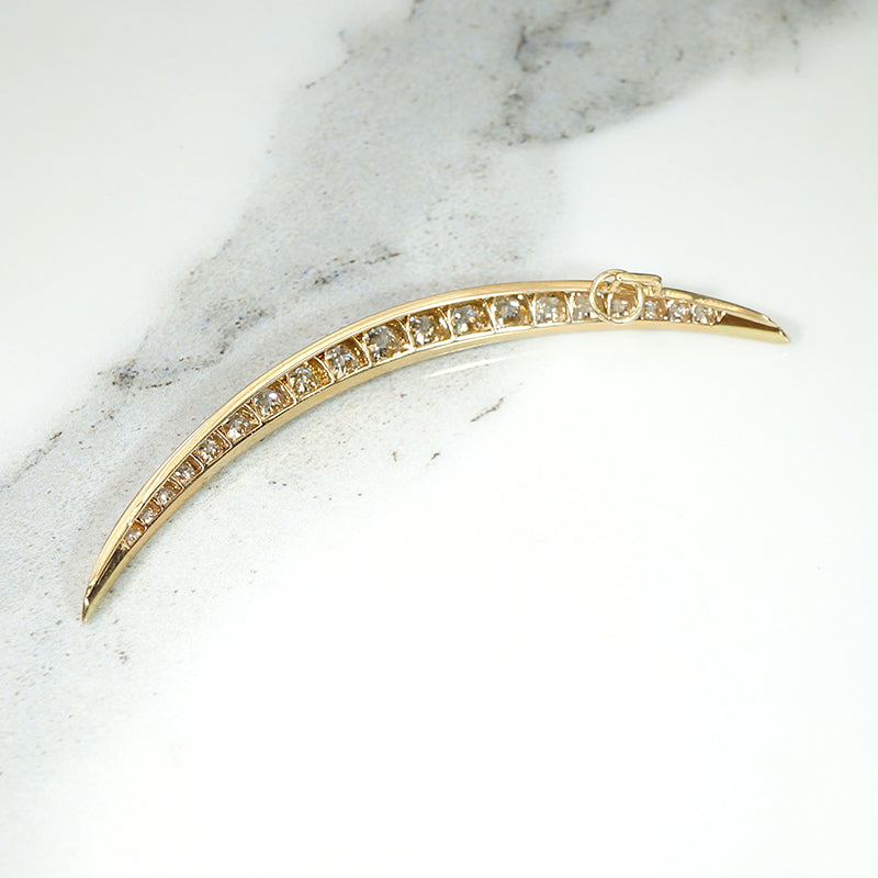 Dazzling Antique Diamond Crescent Moon Pendant