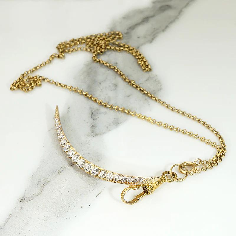 Dazzling Antique Diamond Crescent Moon Pendant