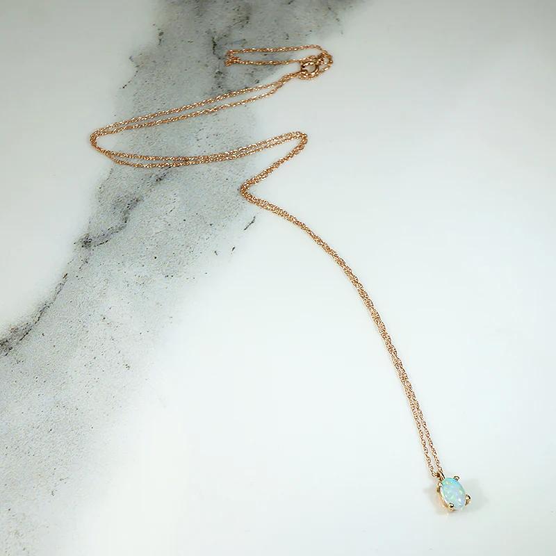 Fire & Color Tiny Opal Solitaire Pendant in Rose Gold