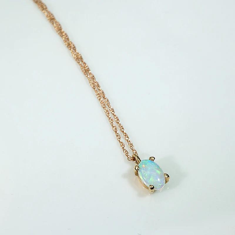 Fire & Color Tiny Opal Solitaire Pendant in Rose Gold