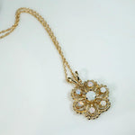 Cheerful Lacy Gold & Opal Flower Pendant