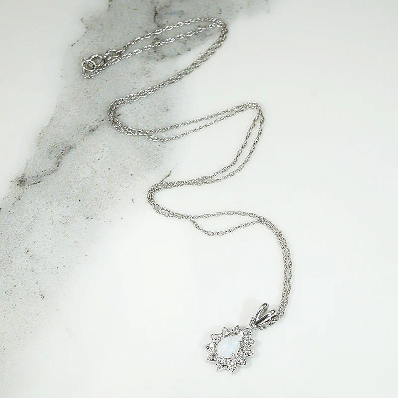 Dreamy Pastel Opal & Diamond White Gold Pendant