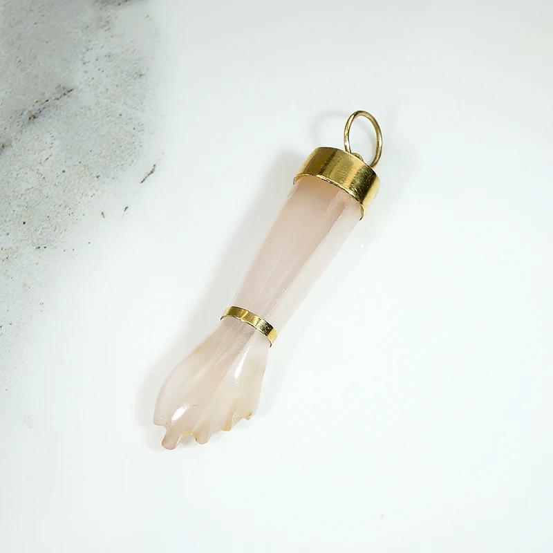 Pretty Pastel Rose Quartz Figa with 18k Fittings