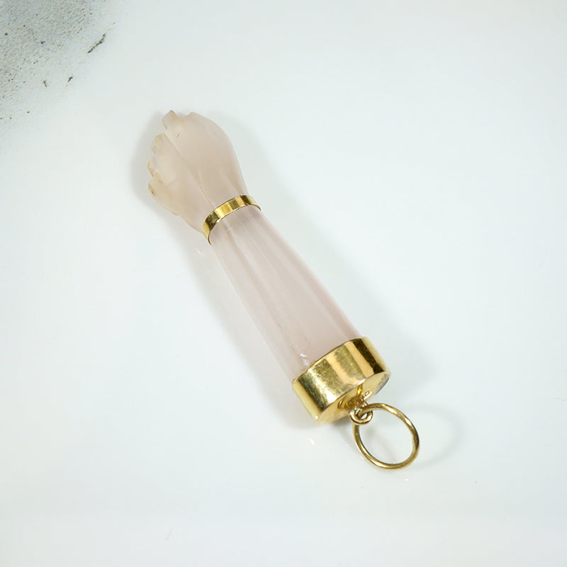 Pretty Pastel Rose Quartz Figa with 18k Fittings