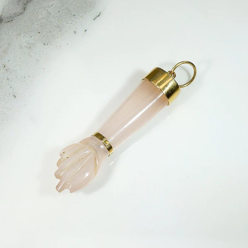 Pretty Pastel Rose Quartz Figa with 18k Fittings