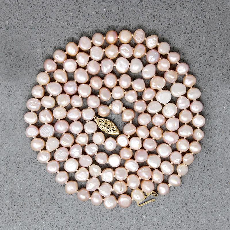 Opera Length Pink Freshwater Pearl Necklace