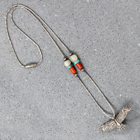 Beaded Necklace with Silver Eagle Pendant