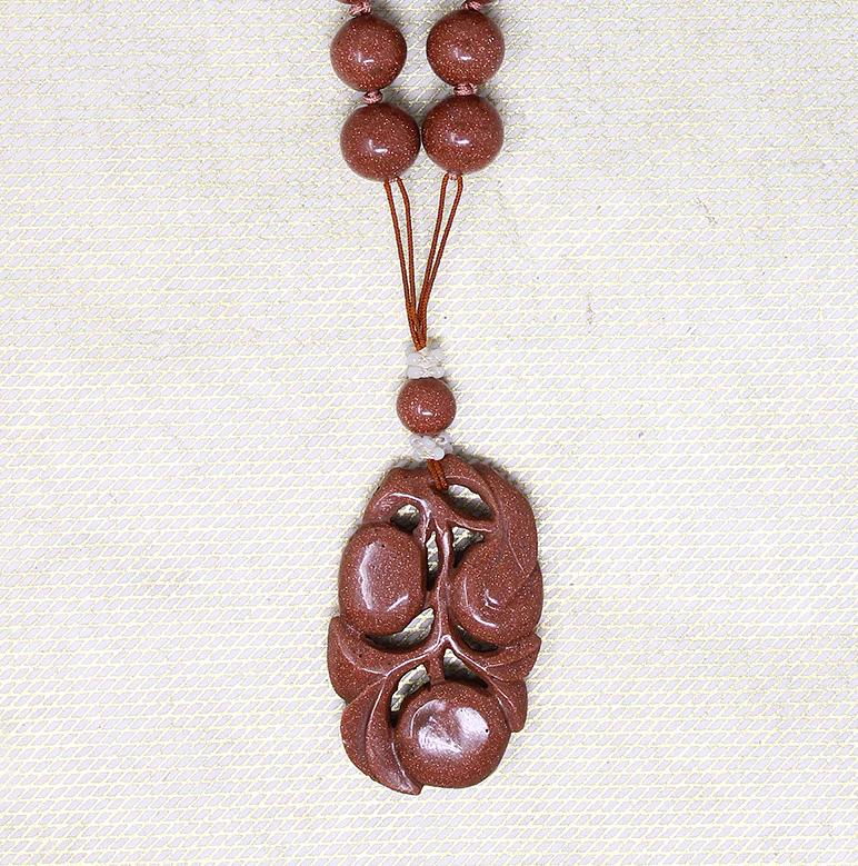 Goldstone Carved Plums & Beads Necklace