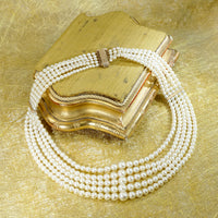 Five Strand Pearl & Gold Festoon Necklace