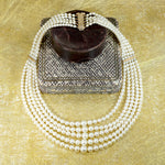 Five Strand Pearl & Gold Festoon Necklace