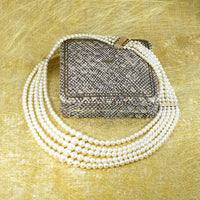Five Strand Pearl & Gold Festoon Necklace