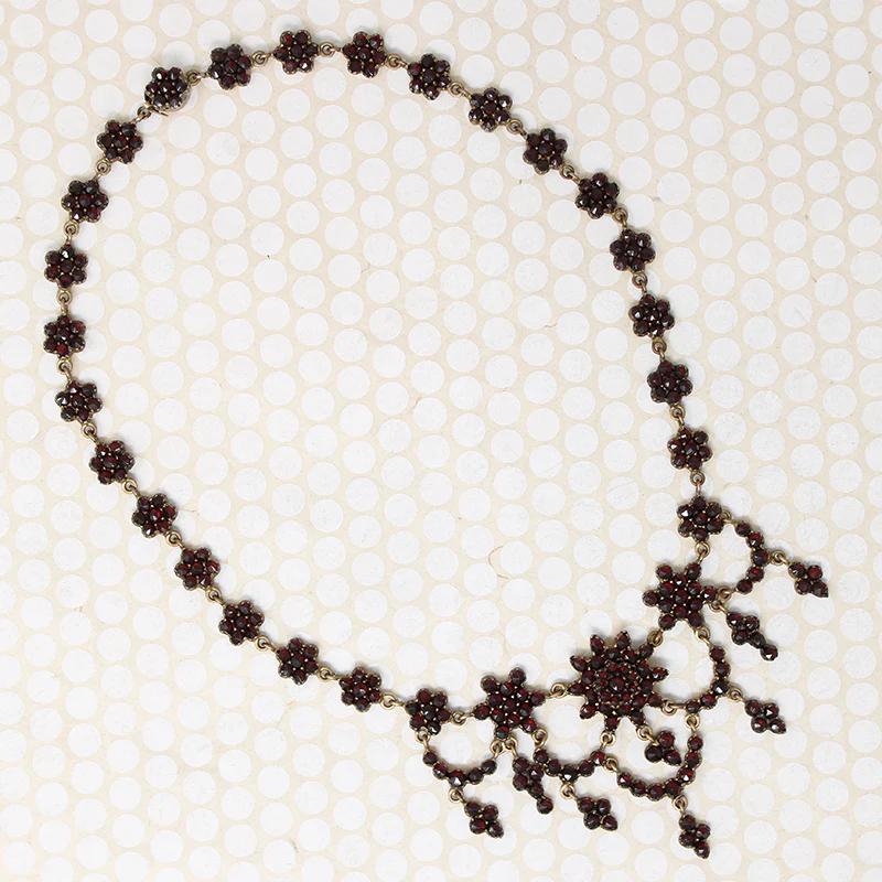 Sultry Bohemian Garnet Swag Necklace