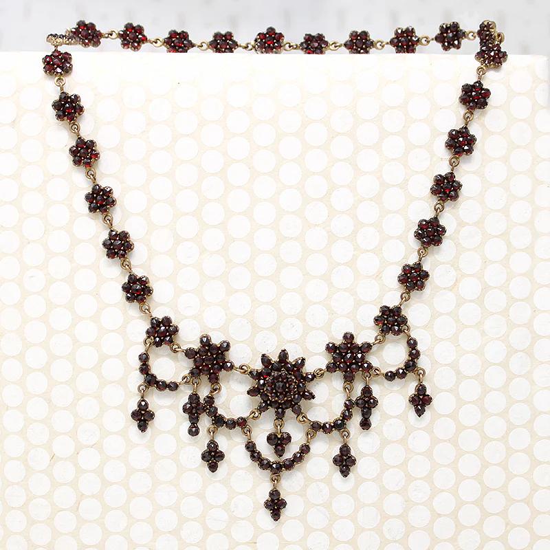 Sultry Bohemian Garnet Swag Necklace