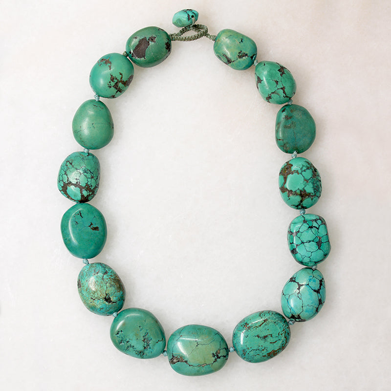 Natural Green Turquoise Chunky Bead Necklace