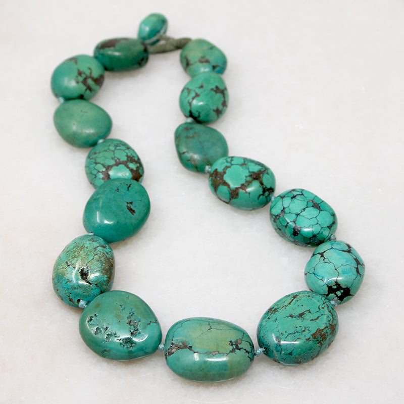 Natural Green Turquoise Chunky Bead Necklace