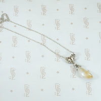 Natural Pearl Platinum and Diamond Pendant