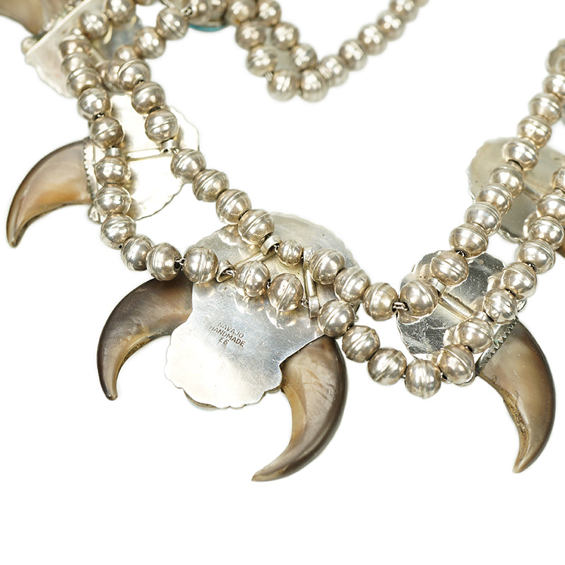Extraordinary Navajo Bear Claw & Gem Necklace