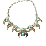 Extraordinary Navajo Bear Claw & Gem Necklace