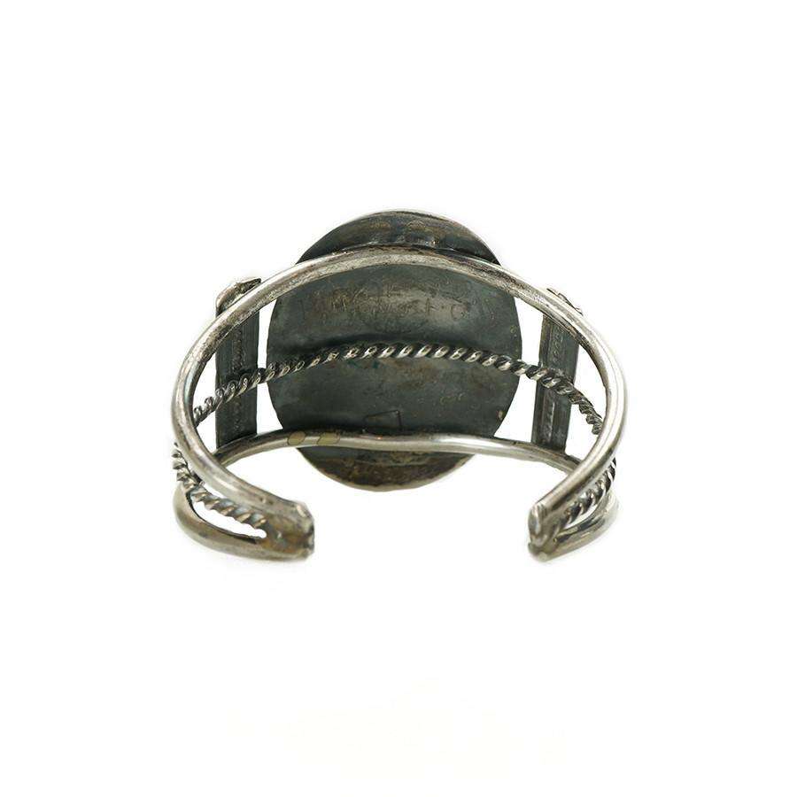 1940's Coin Silver and Turquoise Native American Cuff Bracelet