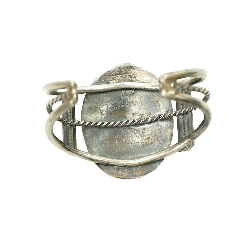 1940's Coin Silver and Turquoise Native American Cuff Bracelet
