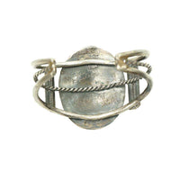 1940's Coin Silver and Turquoise Native American Cuff Bracelet