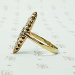 Majestic Gold Navette Ring Covered in Old Diamonds