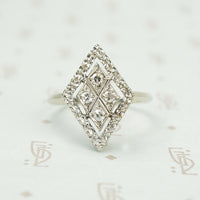 Flowers and Navettes and Diamonds Vintage Ring