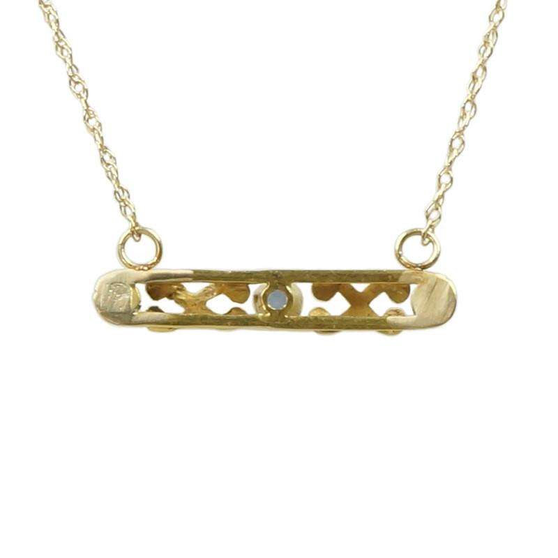 Antique Bar Necklace in Yellow Gold with Sapphire and Pearls