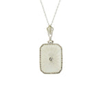 1920's Camphor Glass & White gold filigree Necklace