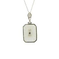 1920's Camphor Glass & White gold filigree Necklace