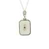 1920's Camphor Glass & White gold filigree Necklace