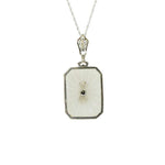 1920's Camphor Glass & White gold filigree Necklace