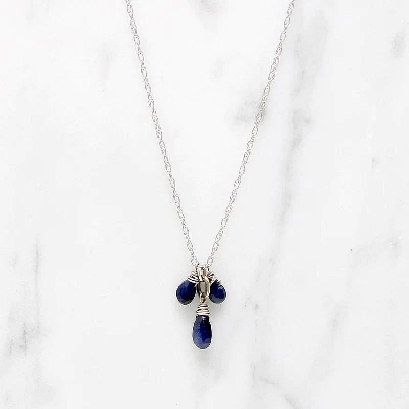 Delicate Sapphire Cluster Necklace by brunet