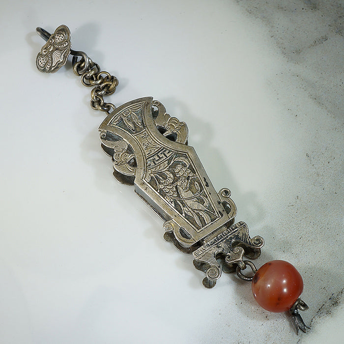 Vase Shaped Silver Chinese Needle Case