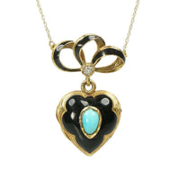 Antique French 18k Black enamel and Turquoise Locket