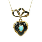 Antique French 18k Black enamel and Turquoise Locket