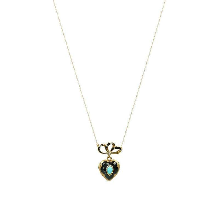 Antique French 18k Black enamel and Turquoise Locket