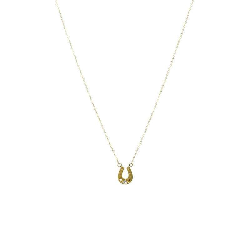 Tiny Gold Victorian Diamond Set Horseshoe Pendant