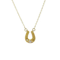 Tiny Gold Victorian Diamond Set Horseshoe Pendant