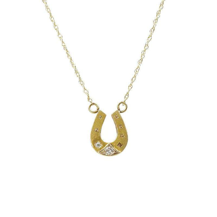 Tiny Gold Victorian Diamond Set Horseshoe Pendant
