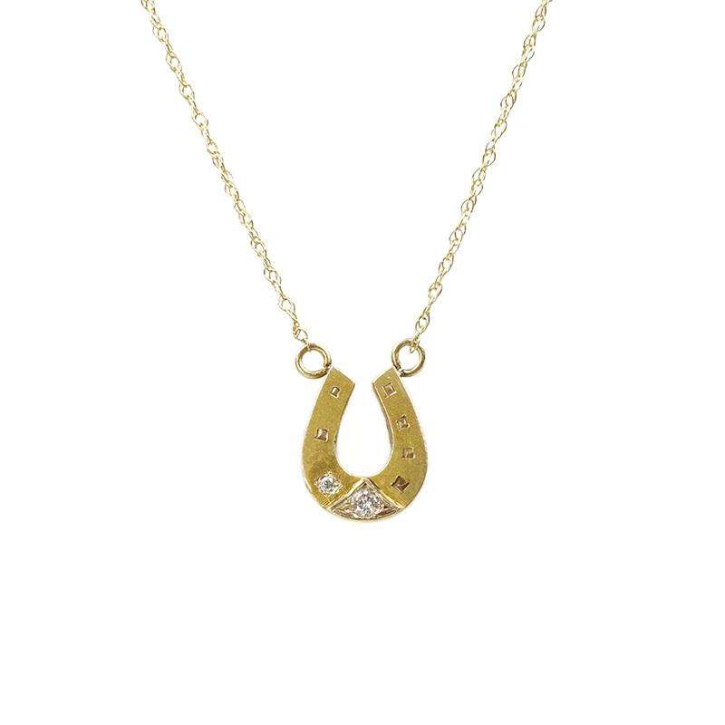 Tiny Gold Victorian Diamond Set Horseshoe Pendant