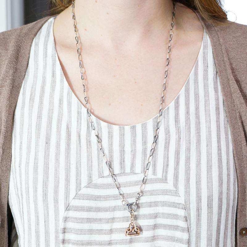 Every Other a Niello & 9k Gold Alternating links Chain