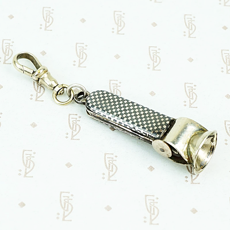 checkerboard niello cigar cutter on fob hook