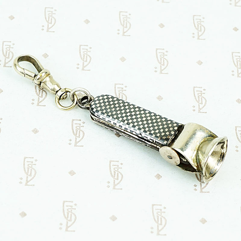 checkerboard niello cigar cutter on fob hook